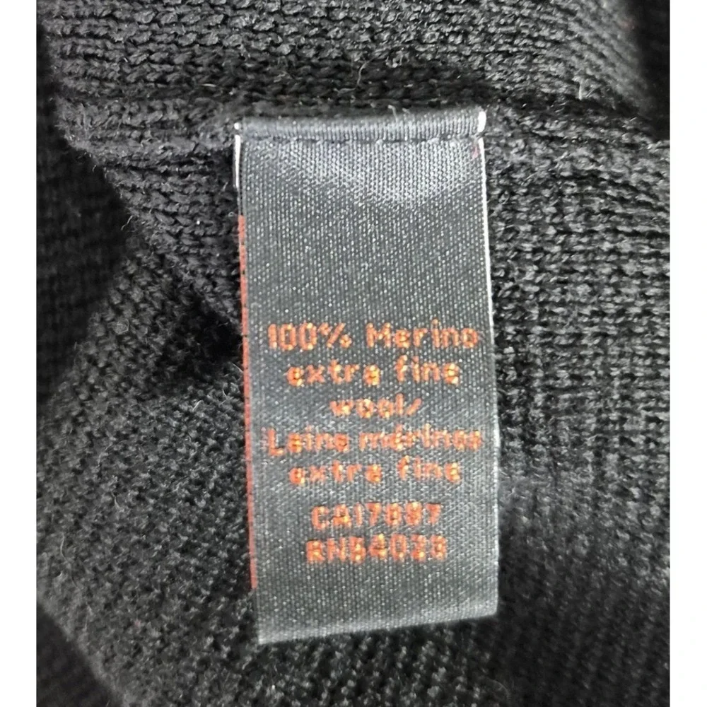 Vtg Banana Republic Sweater Mens XL Black X-Fine Merino Wool‎ 1/4 Zip  2000s